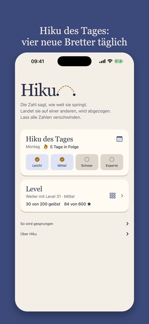 Die Startseite mit Hiku des Tages