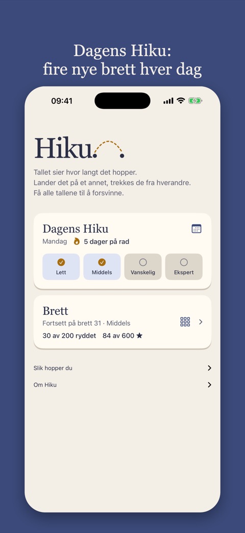 Startsiden med Dagens Hiku